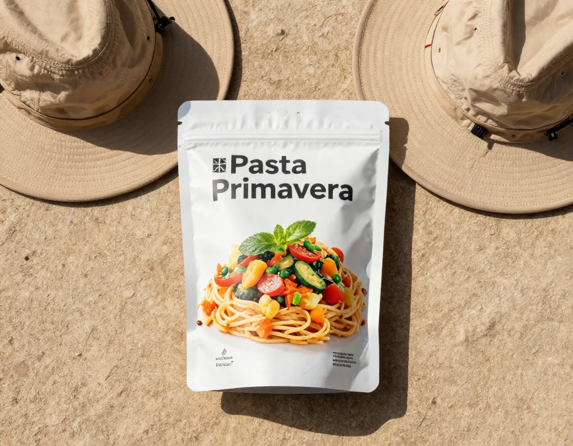 Pasta primavera light vegetarian meal warm weather hike