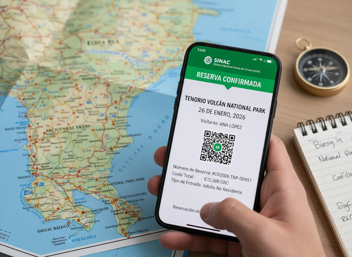 Person viewing sinac reservation confirmation on smartphone