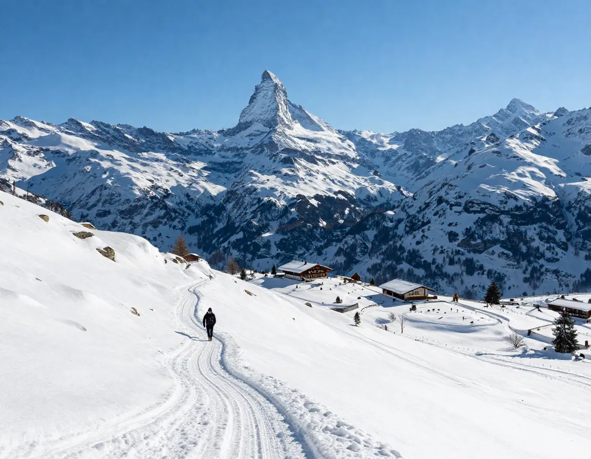 Männlichen kleine scheidegg snowy panorama with iconic peaks