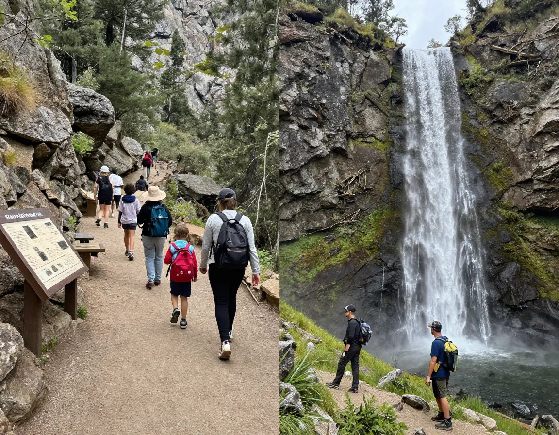 Miners park historical trail bullion falls hiking waterfall family adventure