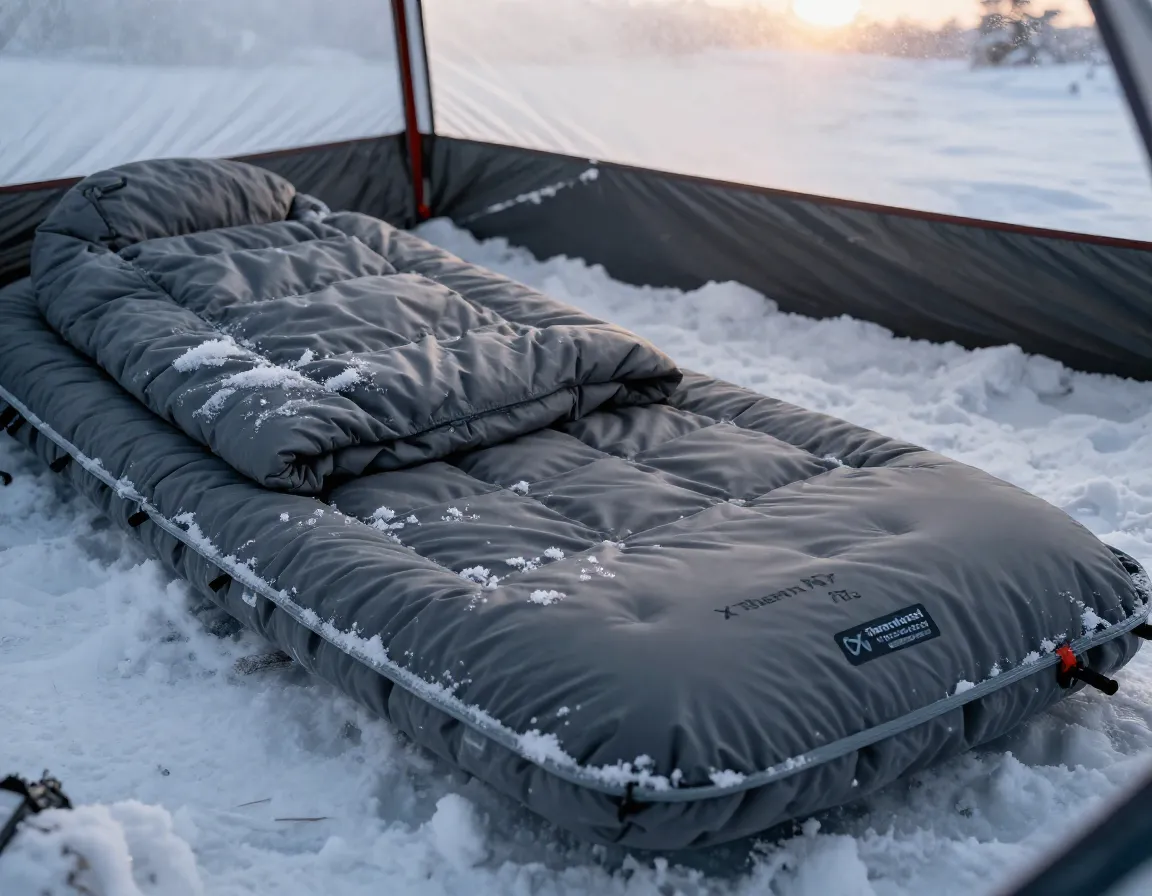 Thermarest neoair xtherm nxt sleeping pad in a snowy winter camp