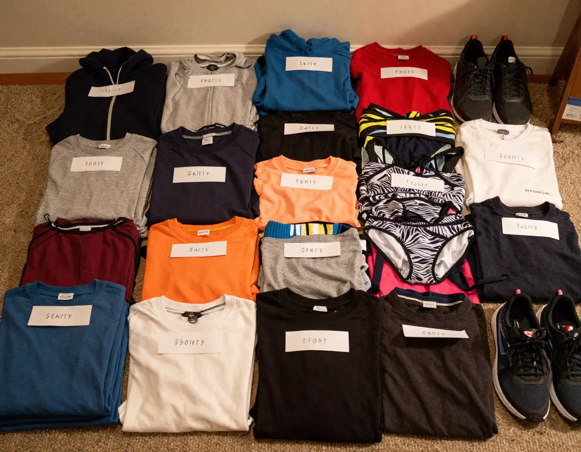 Early ordered labels applied to full camp wardrobe pile