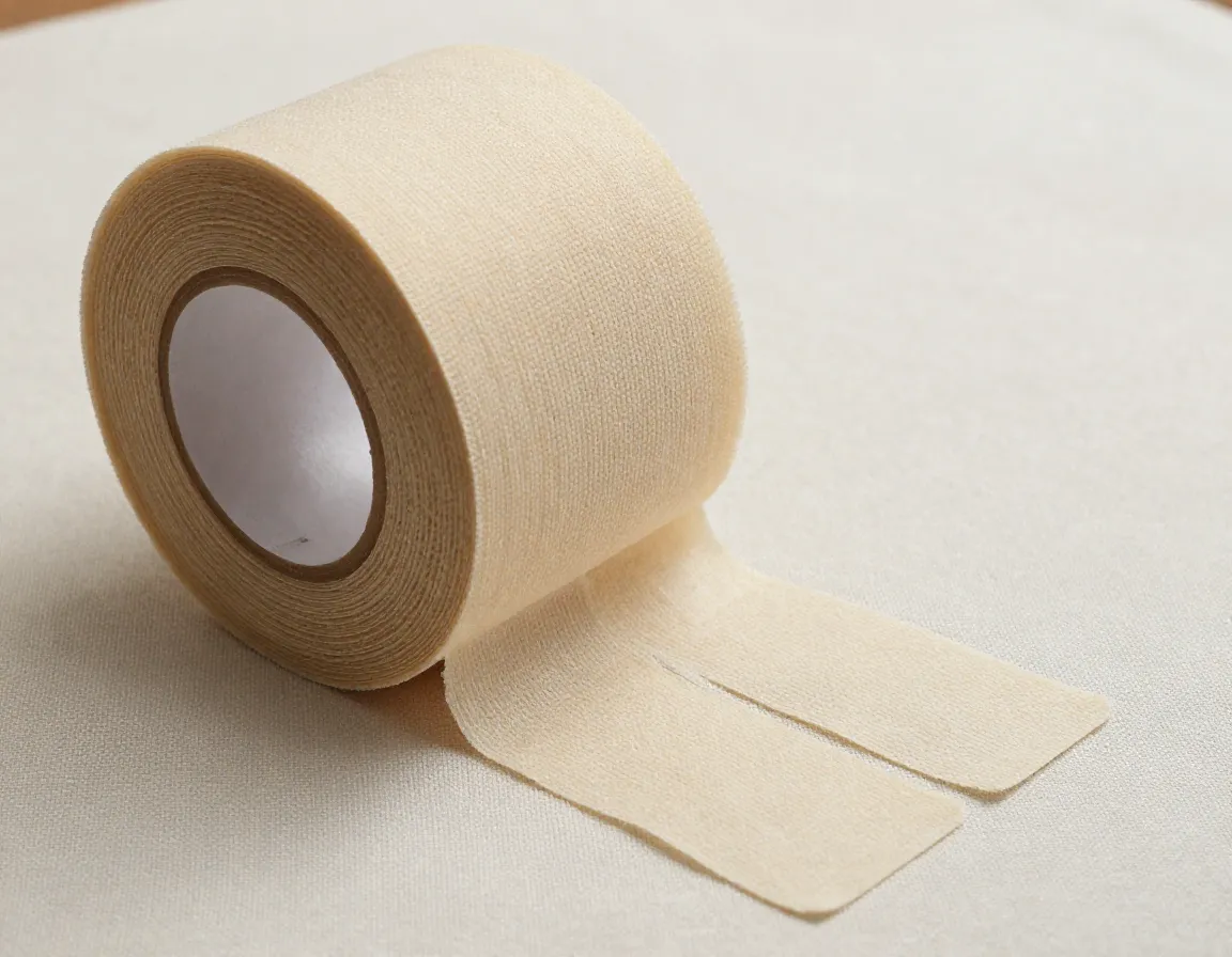 Cloth medical tape roll with pre cut strips on fabric