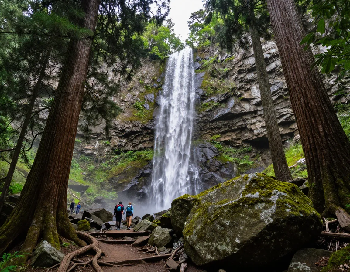 Ramsey cascades waterfall and massive old growth forest trail