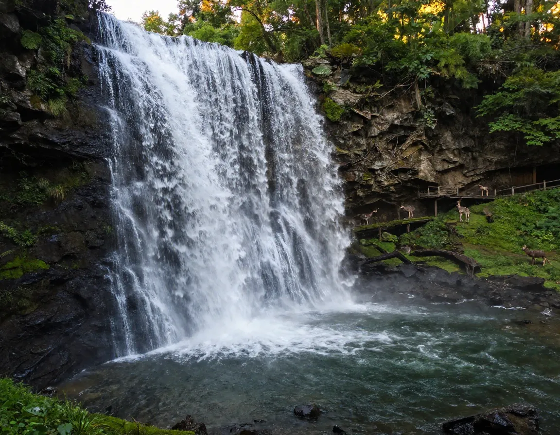 Abrams falls powerful curtain waterfall in cades cove