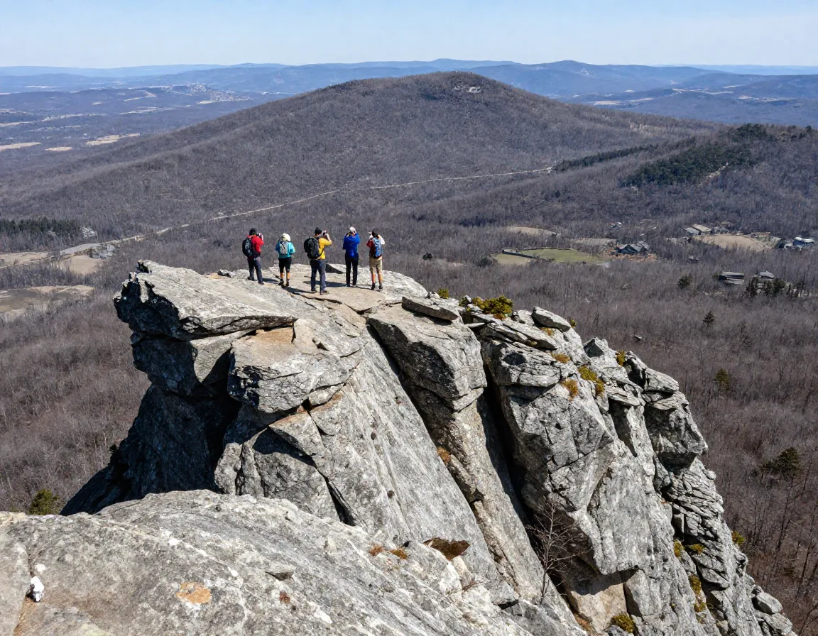 Charlies bunion rocky outcropping on appalachian trail ridgeline