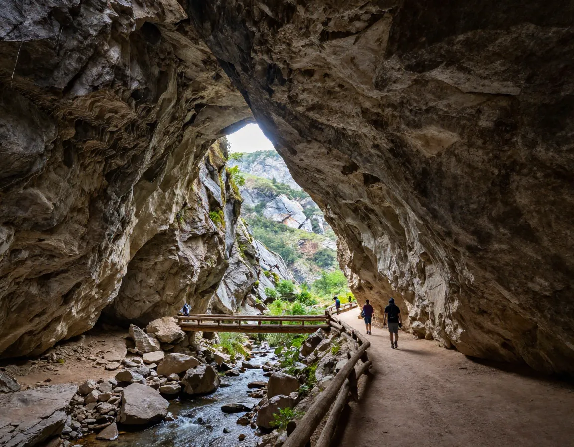 Alum cave bluffs dramatic overhanging rock shelter passage