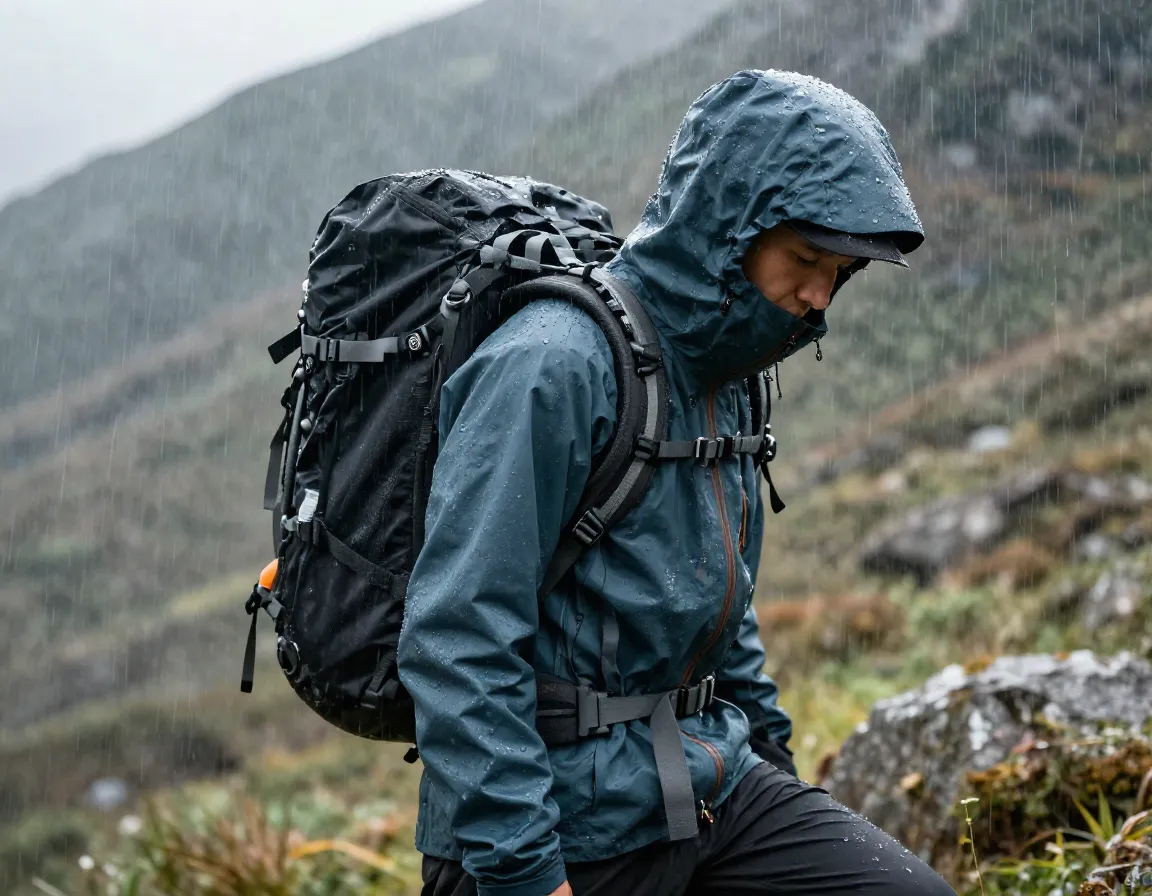 Rain shell waterproof hood gore tex backpack mountain