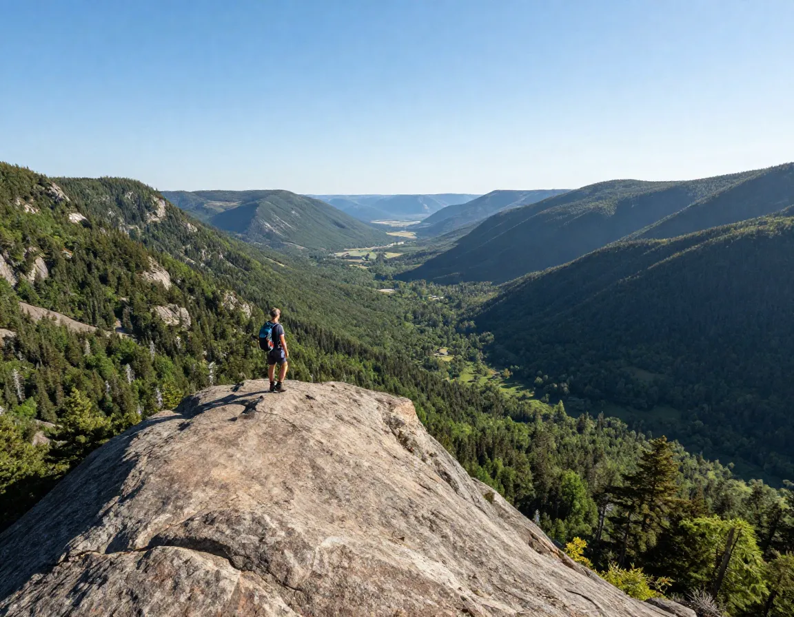 Mount willard summit cliff top view over crawford notch