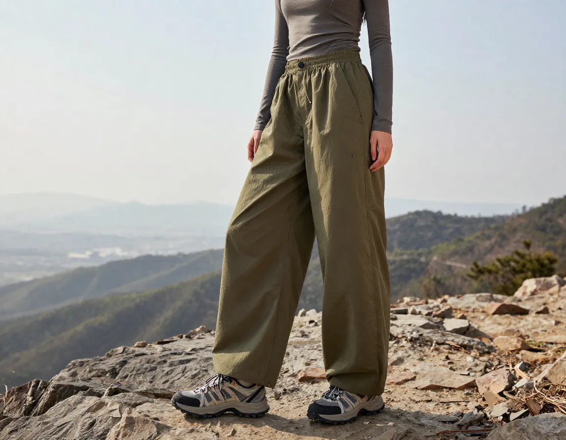 Wide leg ripstop trouser fashion forward relaxed hiking fit