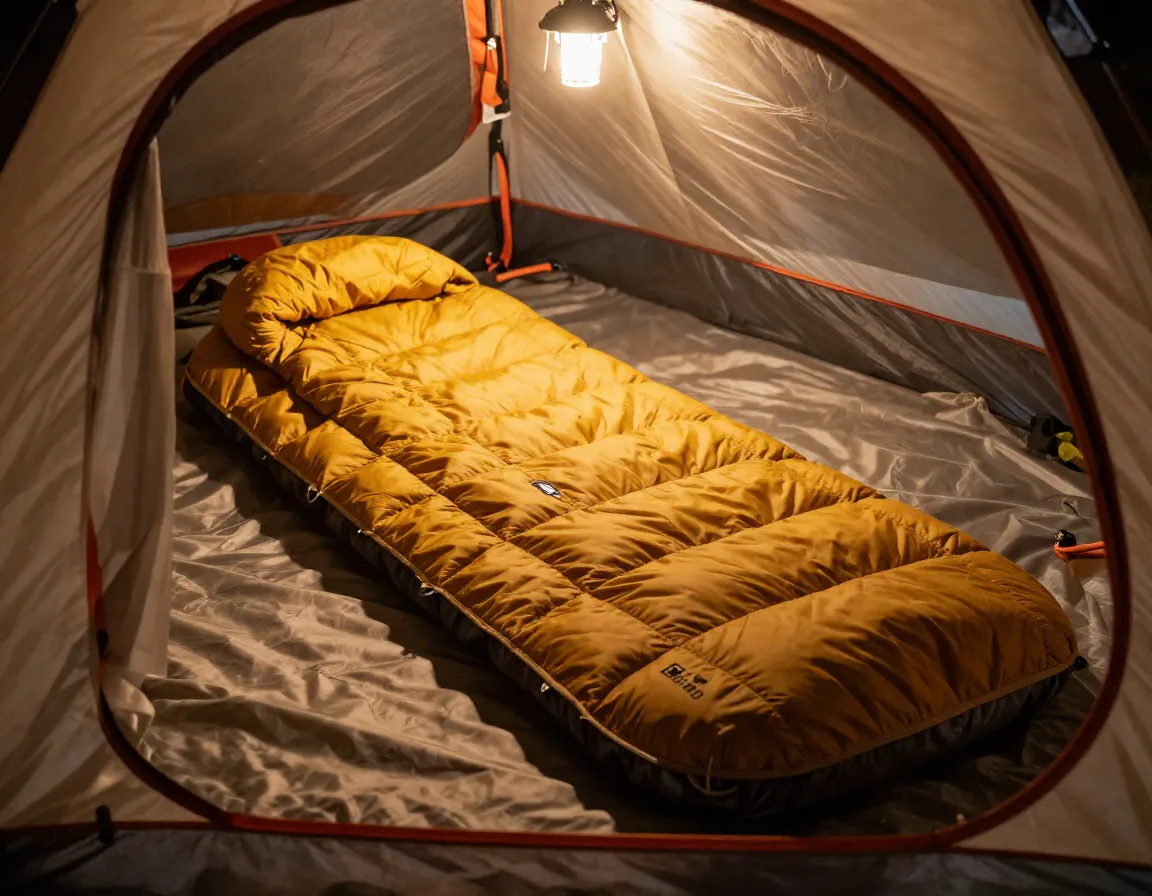 Self inflating sleeping pad inside cozy backcountry tent