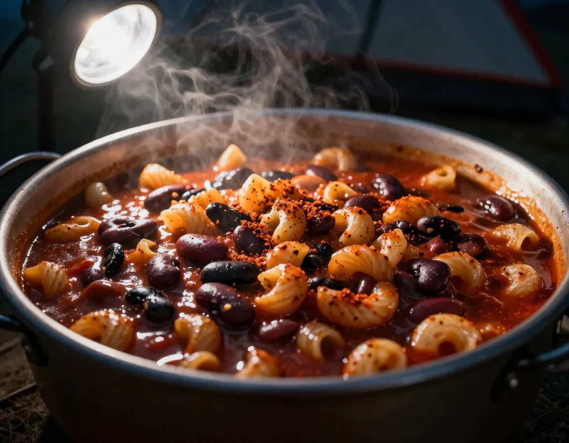 Peak refuel three bean chili mac with dried beans and macaroni