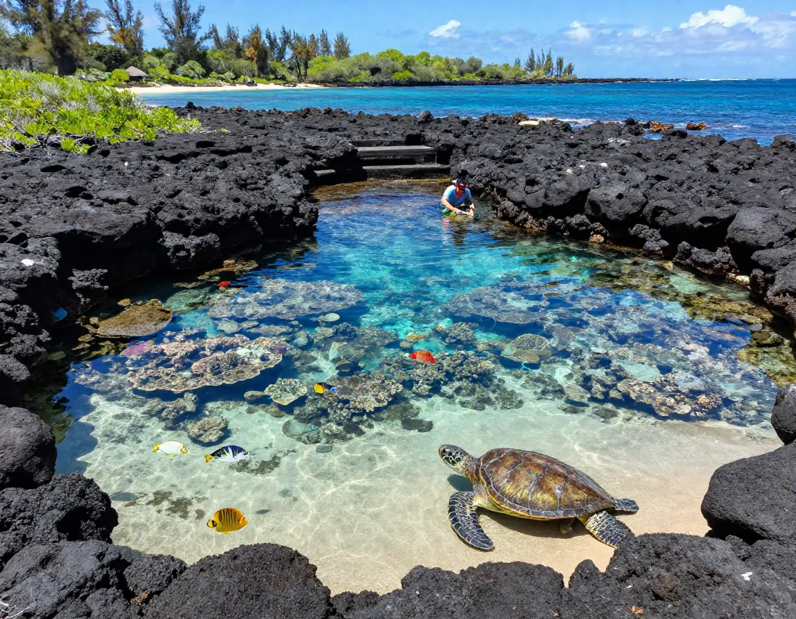 Two step honaunau bay easy entry vibrant reef turtle