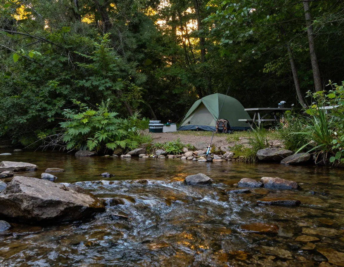 Abrams creek campground secluded site trout fishing gear