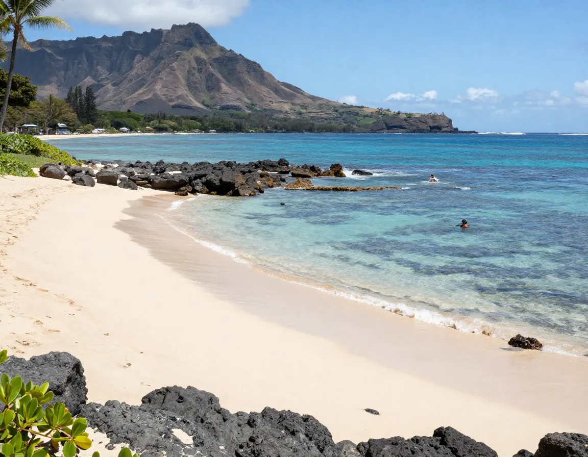 Hapuna mauna kea beaches white sand rocky reef edges
