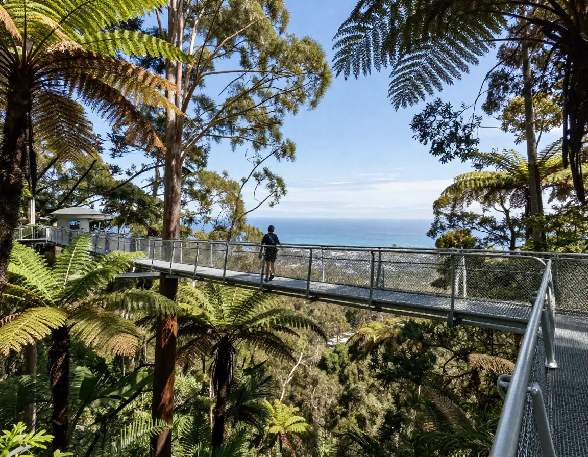 Illawarra fly treetop walk cantilever over ancient rainforest canopy