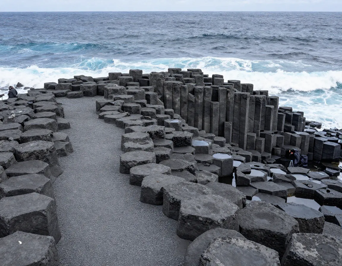 Bombo headland trail with hexagonal basalt columns and ocean