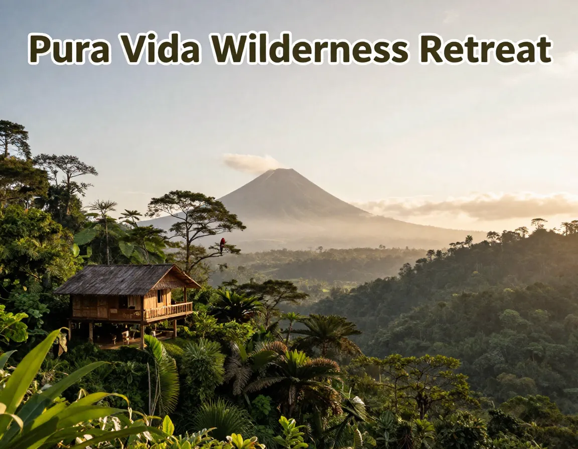 Jungle bungalow scarlet macaw arenal volcano canopy morning light