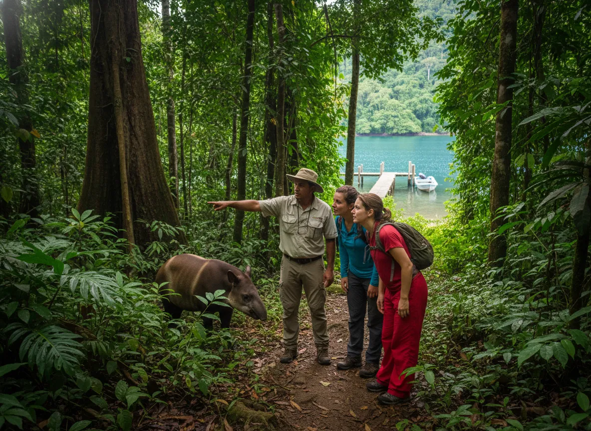 Guided wildlife tour remote boat access osa peninsula jungle