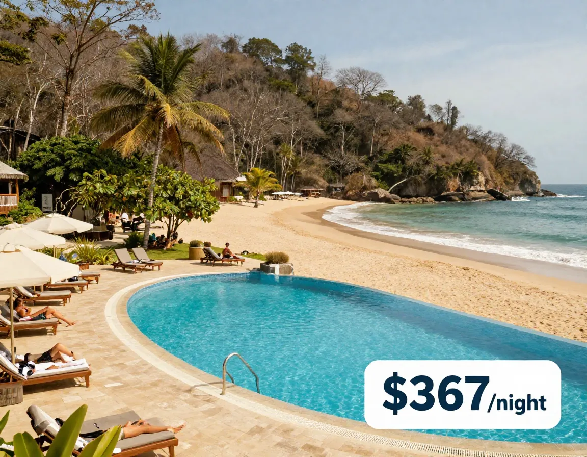 Beachfront resort pool value pricing dry tropical forest view