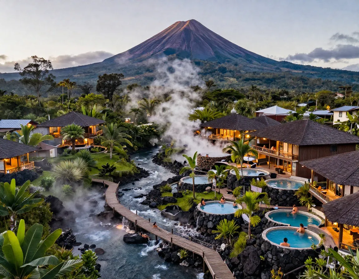 Tabacon resort arenal volcano base natural thermal hot springs