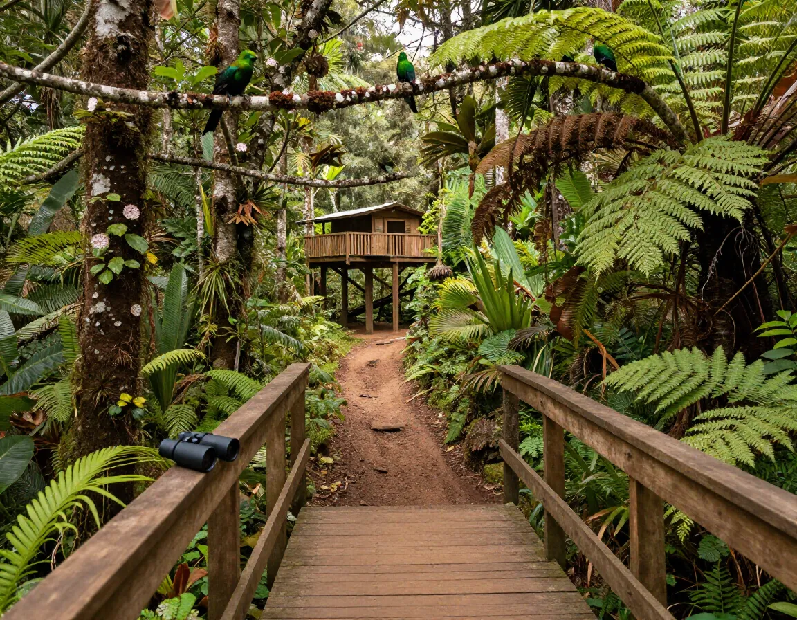 Cloud forest lodge private trail birding platform tilaran mountains