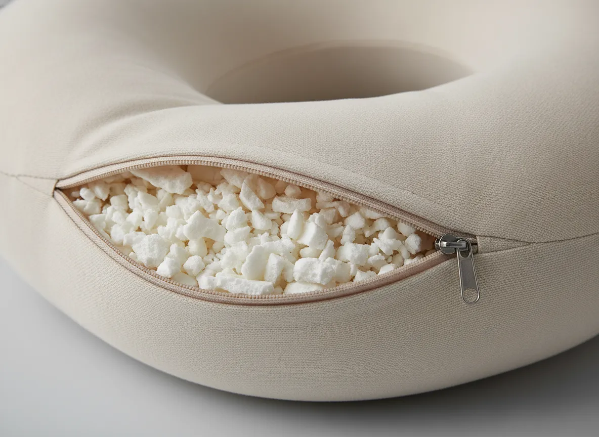 Shredded memory foam travel pillow with removable cover