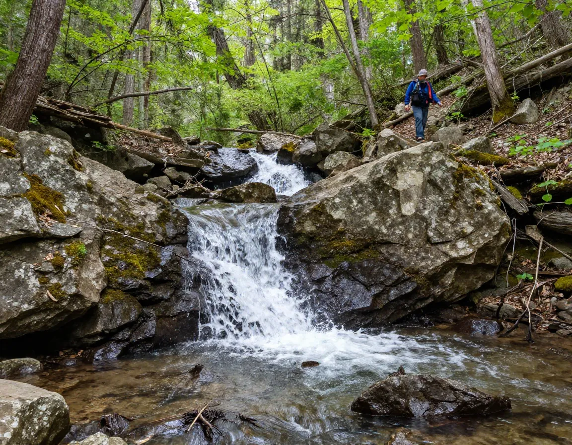 Boone fork trail rocky creek and forest waterfall hike