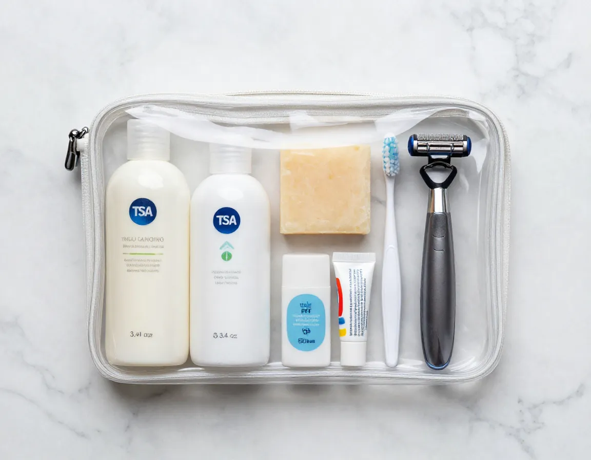 Tsa compliant toiletry kit solid shampoo bar razor