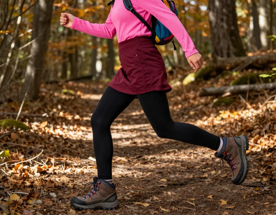 Bubblegum pink thermals paired with burgundy mini skirt