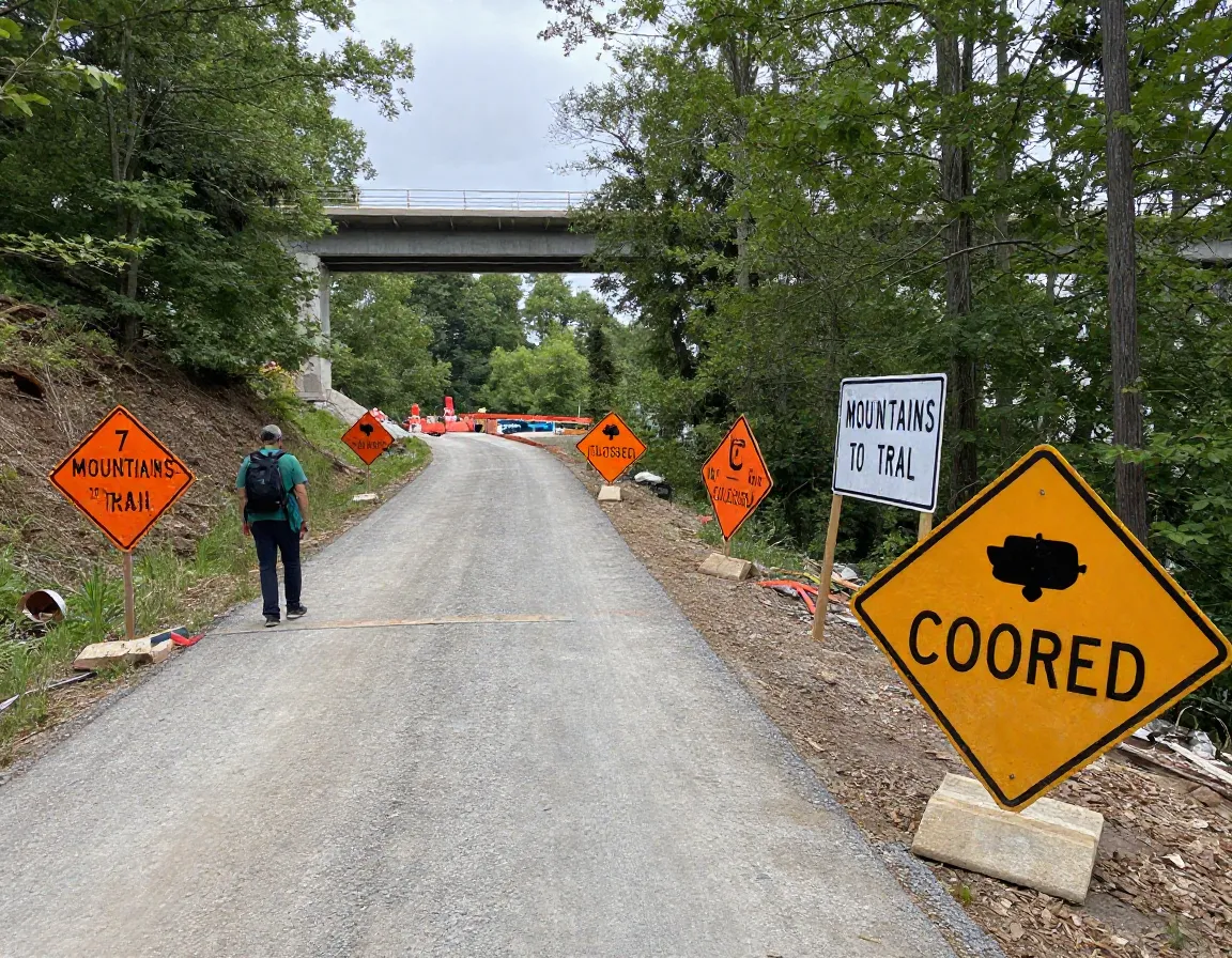 Mountains to sea trail asheville corridor construction scene