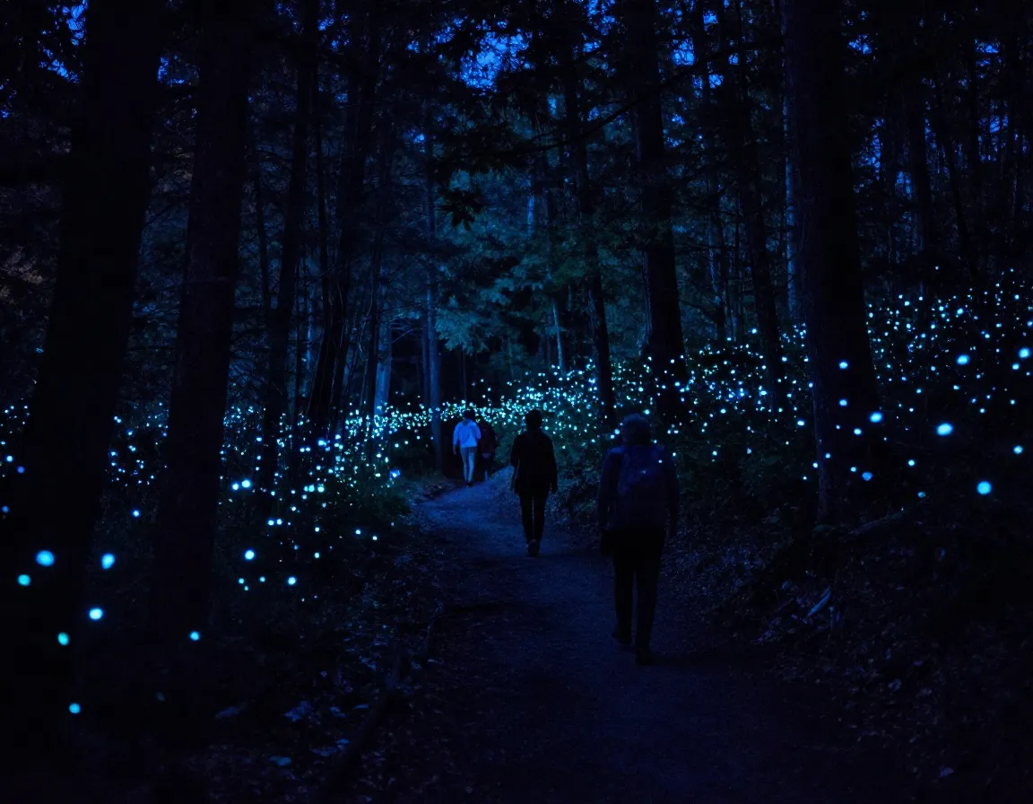 Firefly night hike blue ghost fireflies forest magic hike