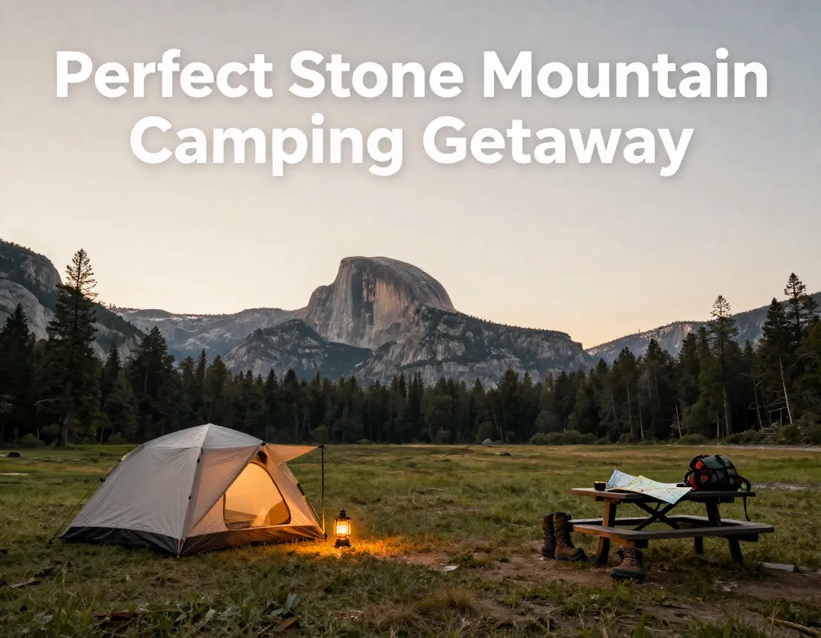 Tent granite dome golden hour picnic table backpack campsite