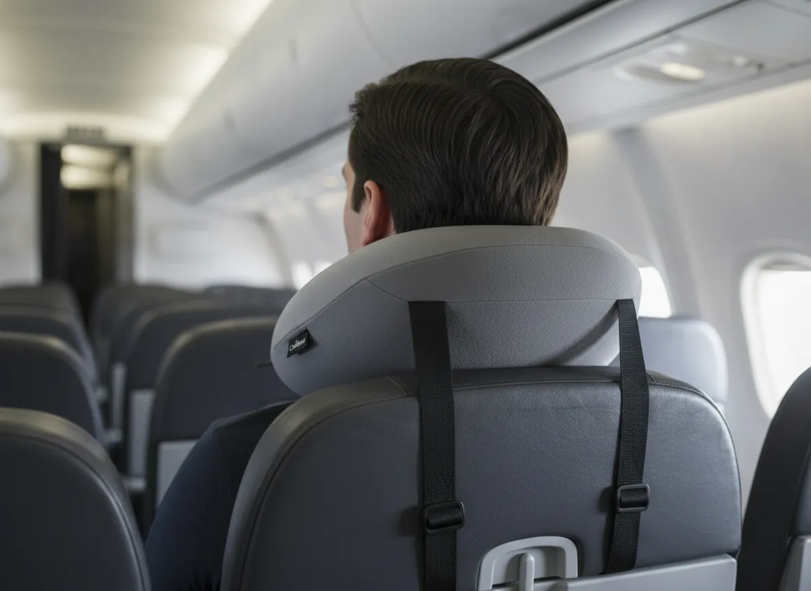 Cabeau evolution s3 memory foam pillow with seat straps attached