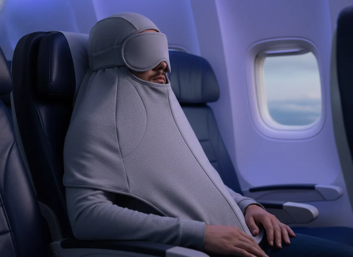 Pluto pod two point zero helmet design with integrated hood and eye mask