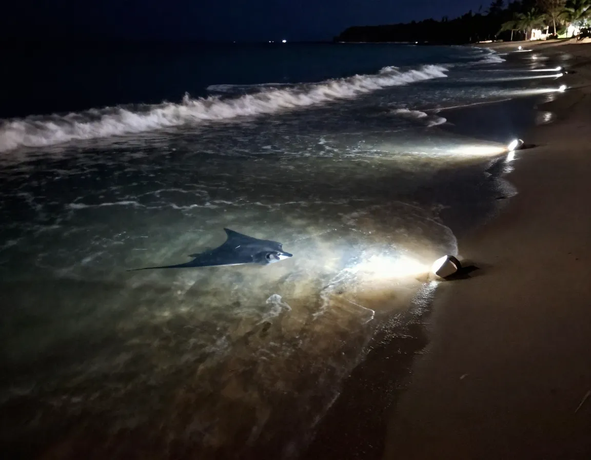 Mauna kea resort quiet shore viewing area with underwater lights