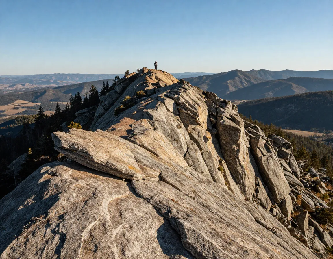 Baldface circle trail open ledges on remote ridge above treeline