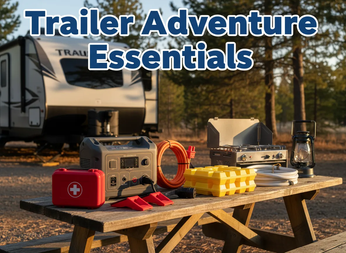 Essential gear collection for first travel trailer camping adventure