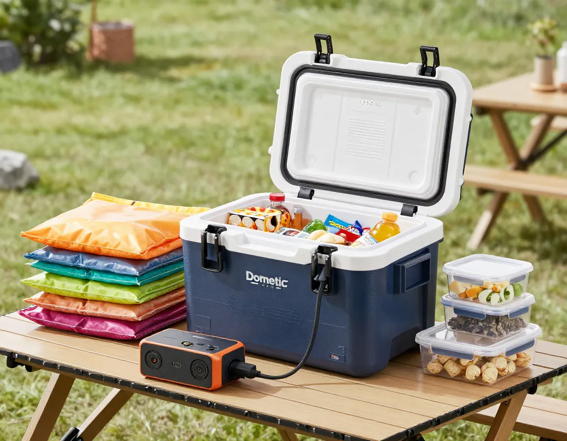 Dometic cfx3 35 powered cooler and waterproof dry bags for food storage