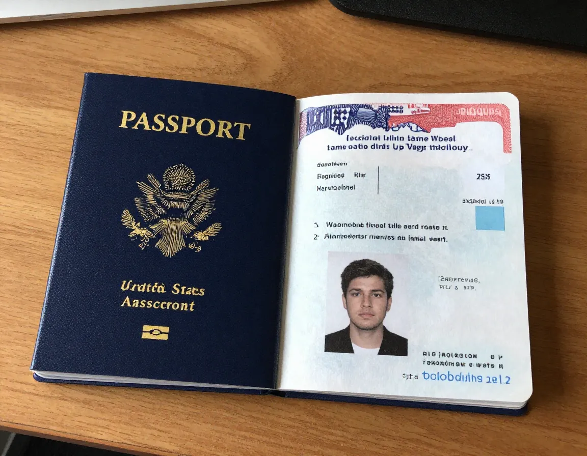 Official united states passport open on photo page showing validity