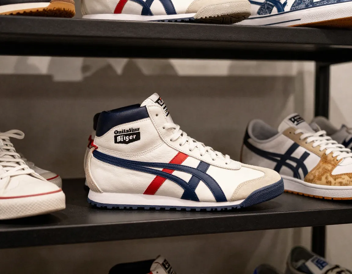 Onitsuka tiger hmr peak g tx boot on a streetwear sneaker shelf