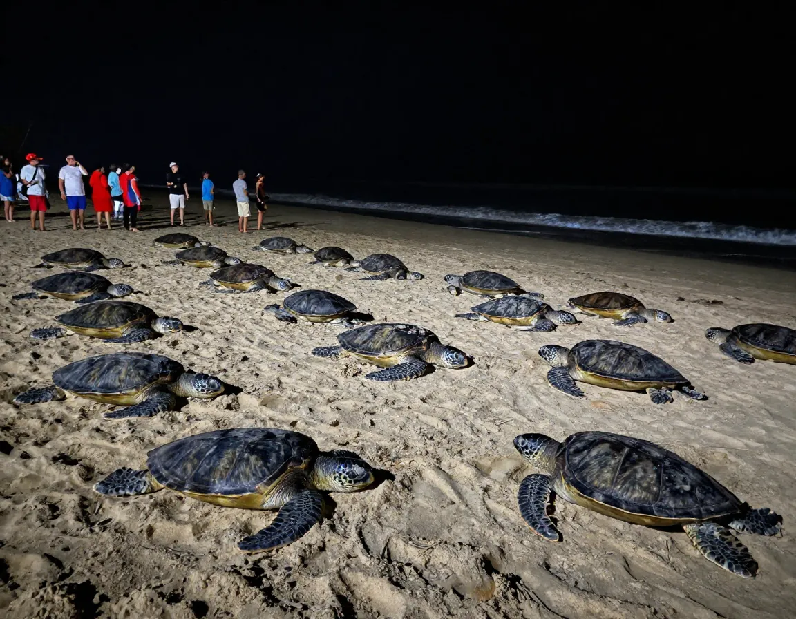 Guided olive ridley sea turtle nesting arribada playa ostional