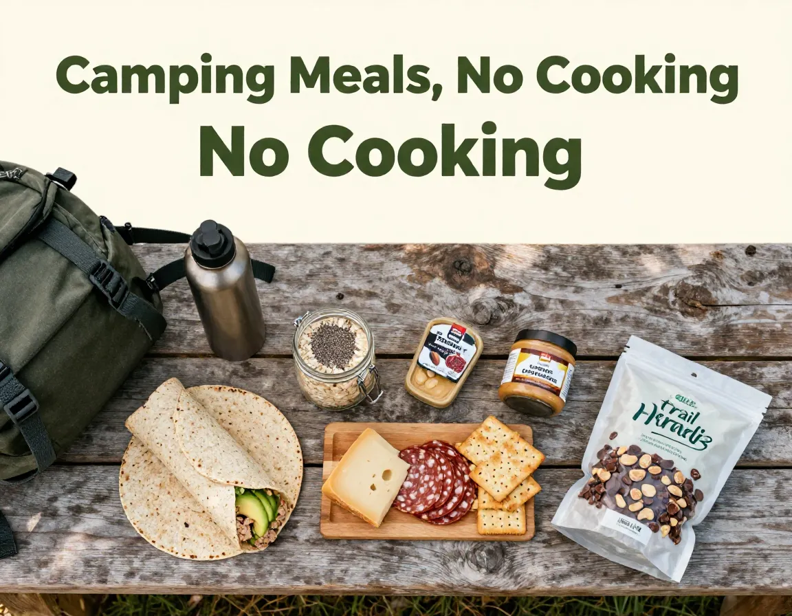 Tortilla oats charcuterie nut butter trail mix campsite flatlay