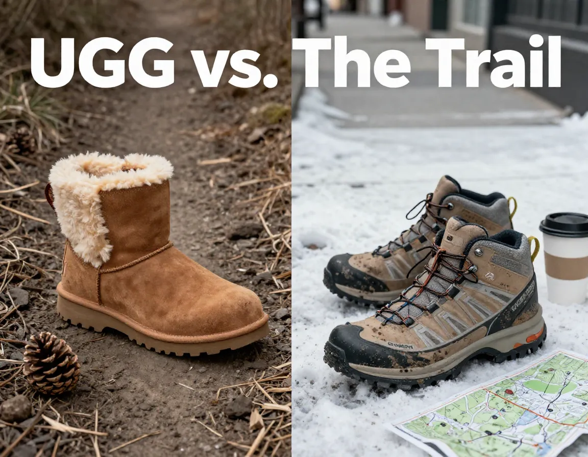 Ugg adirondack hiking boot trail performance comparison flat lay