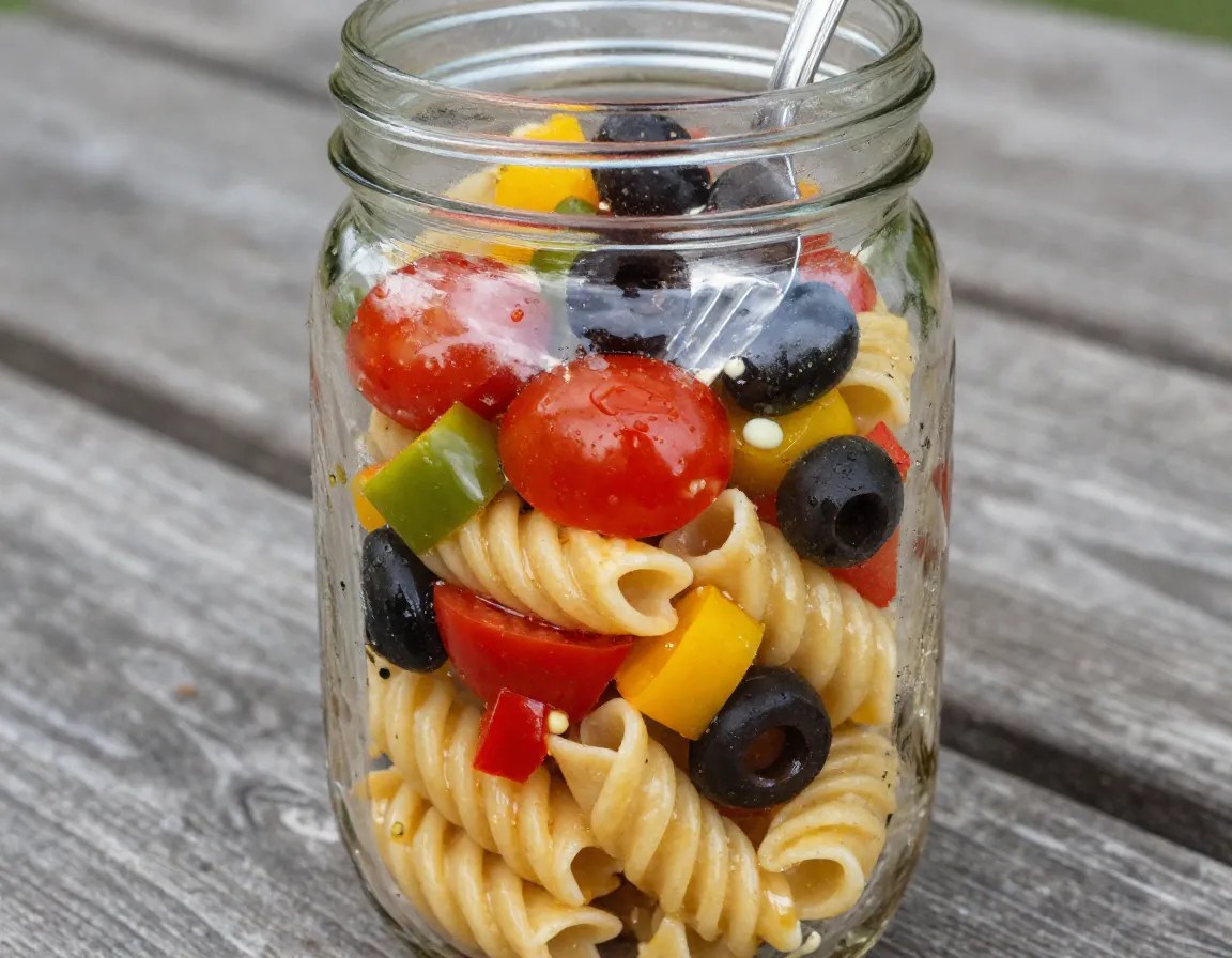 Pasta salad mason jar italian dressing