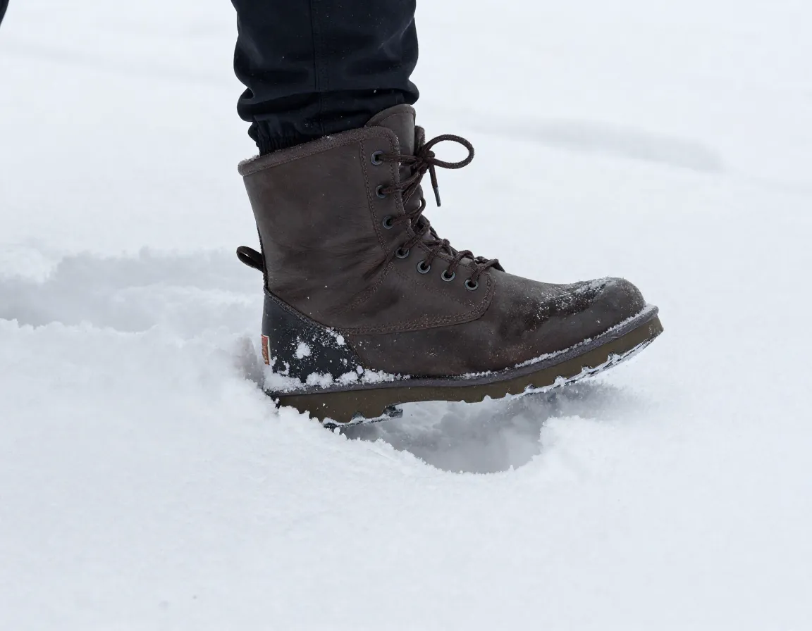 Ugg butte boot sunk in deep fresh snow