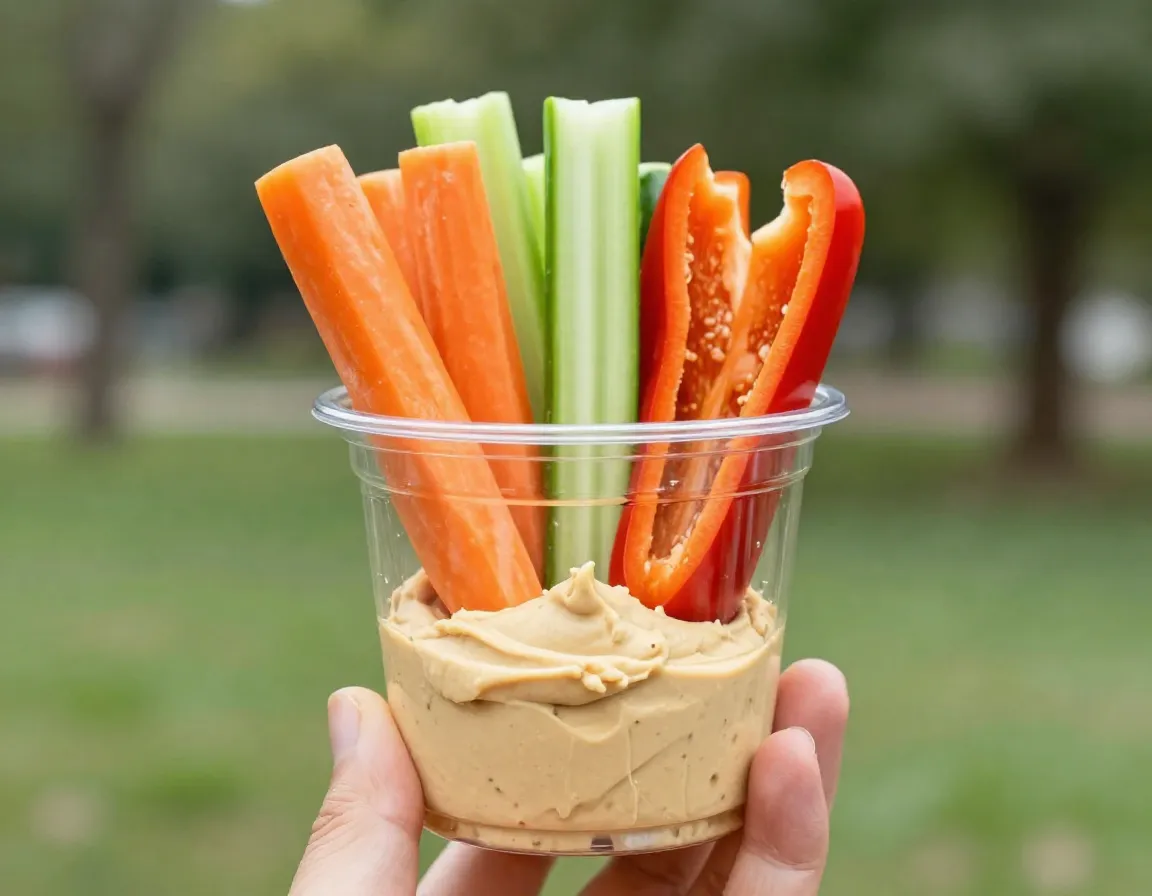 Individual veggie cup hummus for dipping