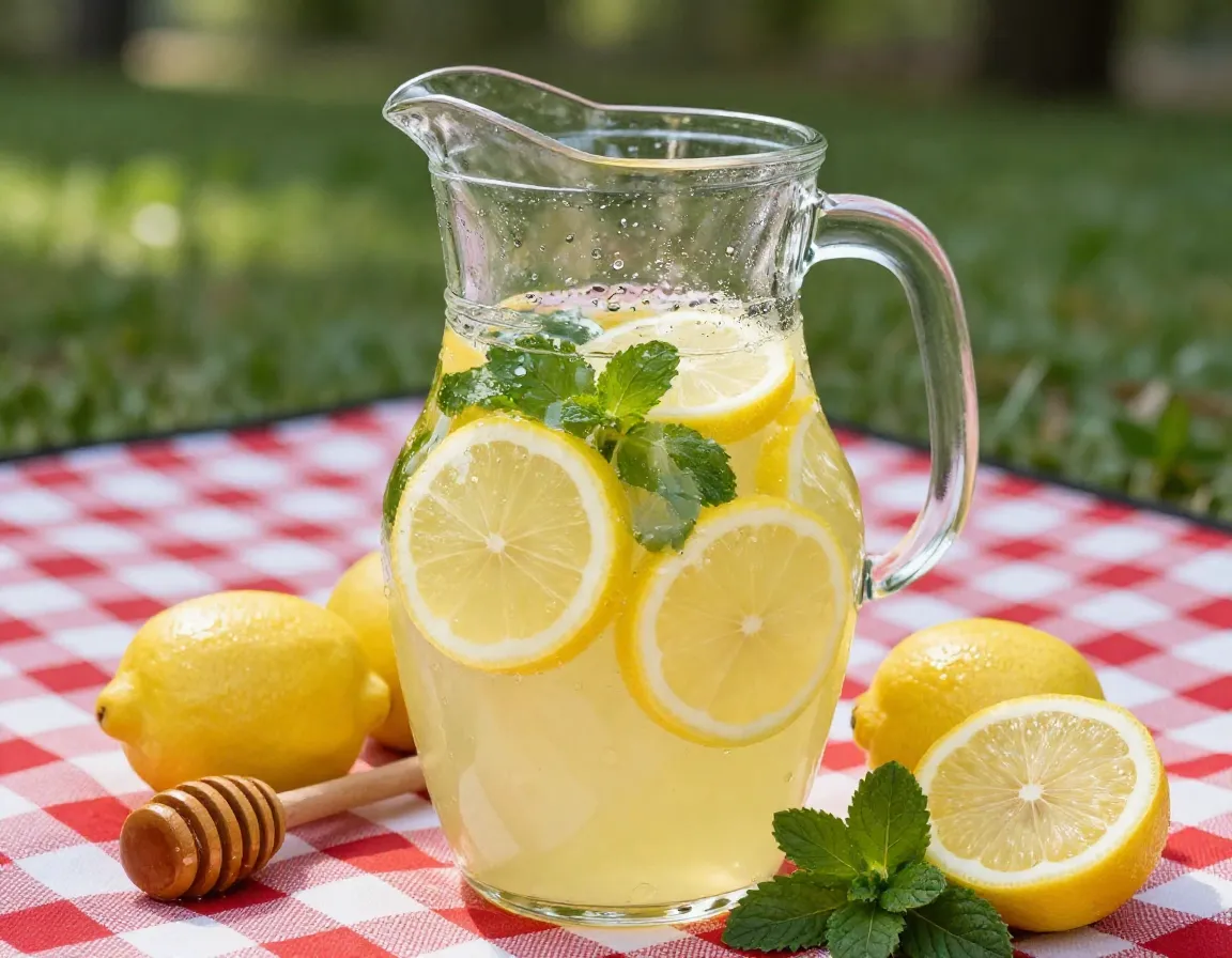 Pitcher homemade lemonade fresh lemons