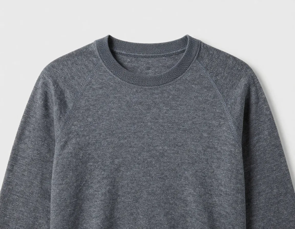 Merino wool crew neck base layer flatlock seams texture