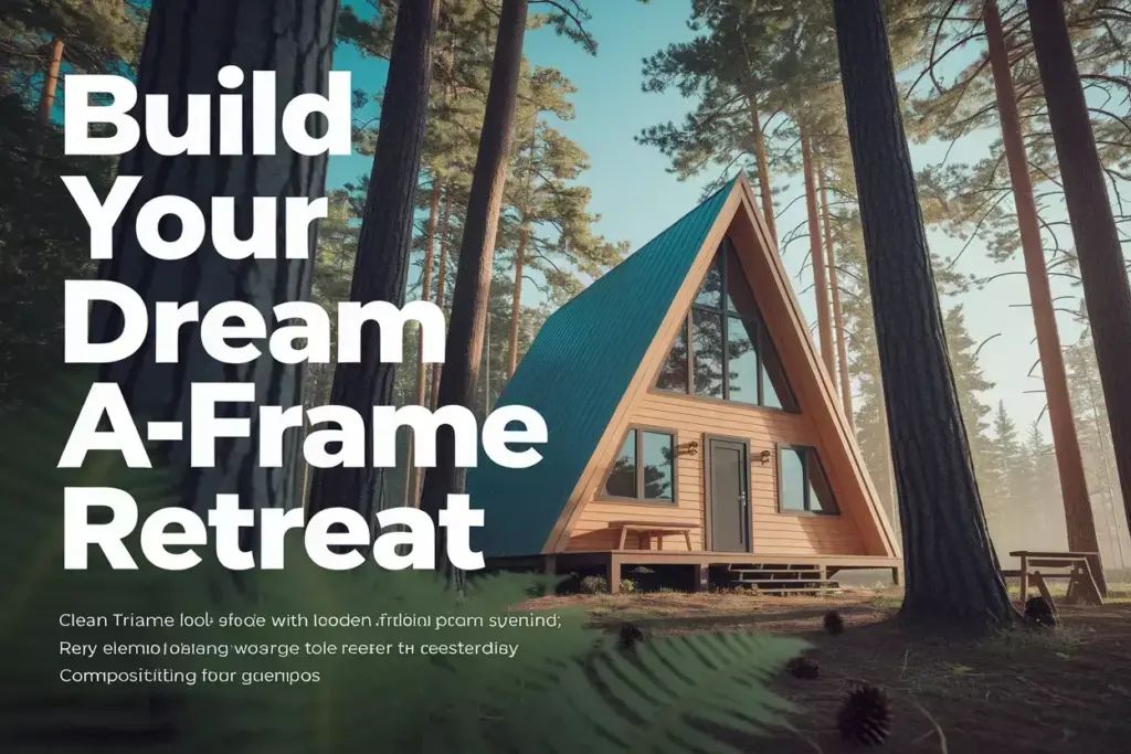 A Frame Cabin In Forest With Wooden Bench And Clear Sky Cover Image